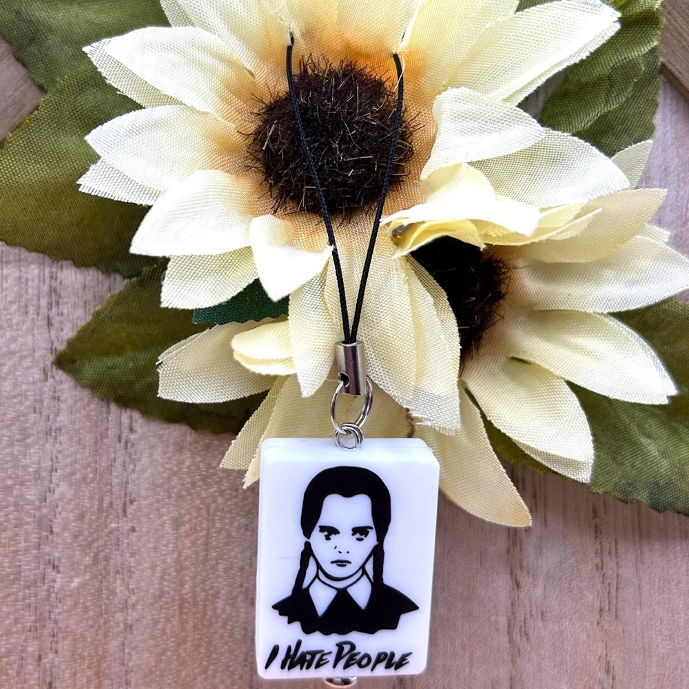 🖤 I Hate People Wednesday Phone Charm